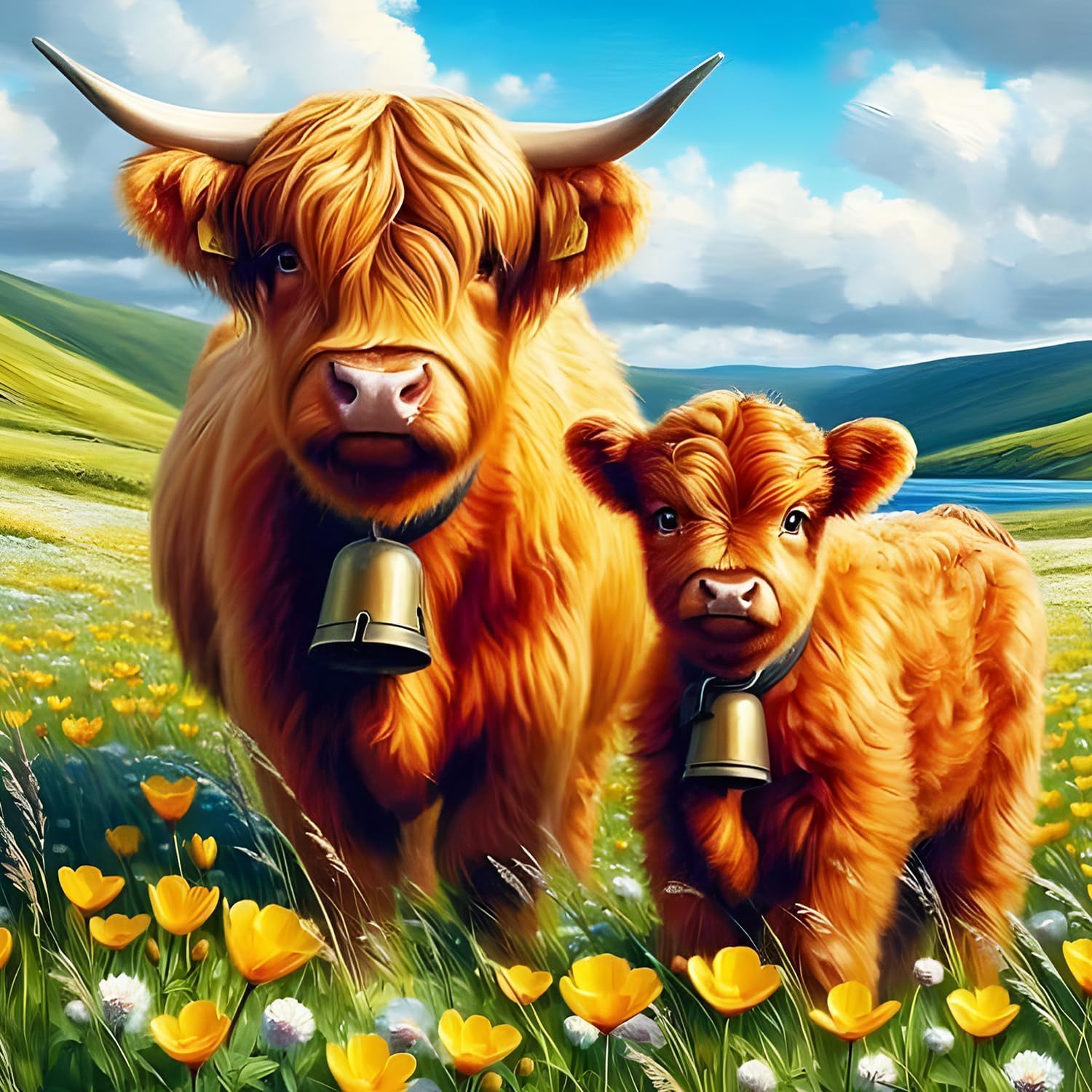 FanZheZhe 11Ct Cross Stitch Kits，Count Counted Stamped Pre Printed Cross Stitch Embroidery Kits for Adults Beginners Starter Advanced Easy Crossstitch Highland Cattle 11Ct50X70Cm