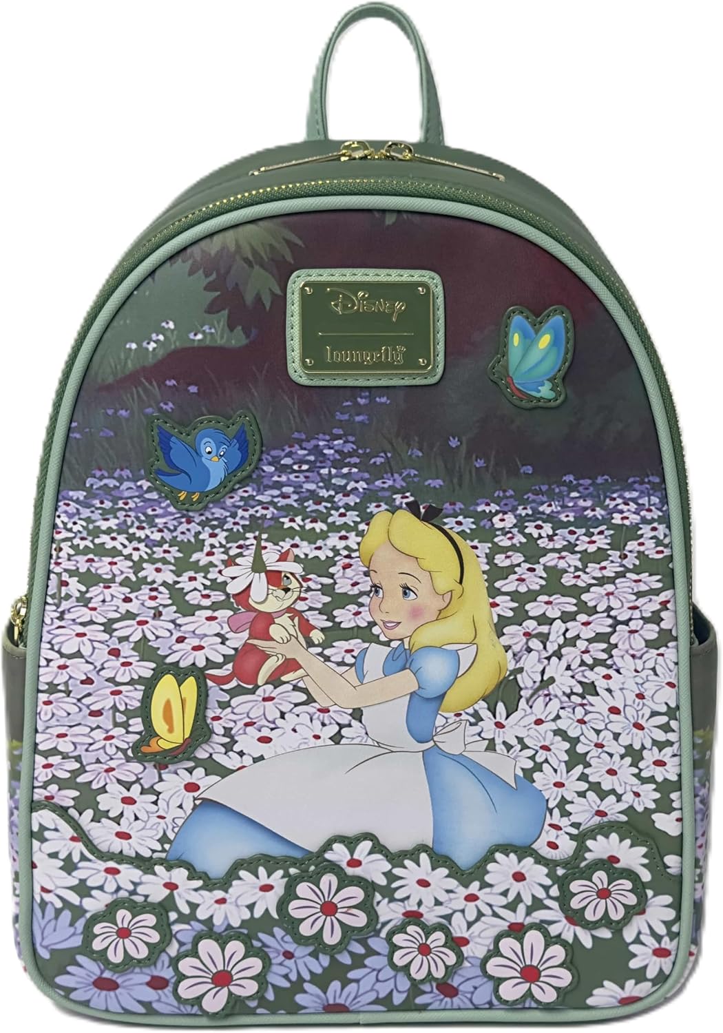 Loungefly Disney Alice in Wonderland Field of Flowers Mini Backpack – Faux Leather Floral Design