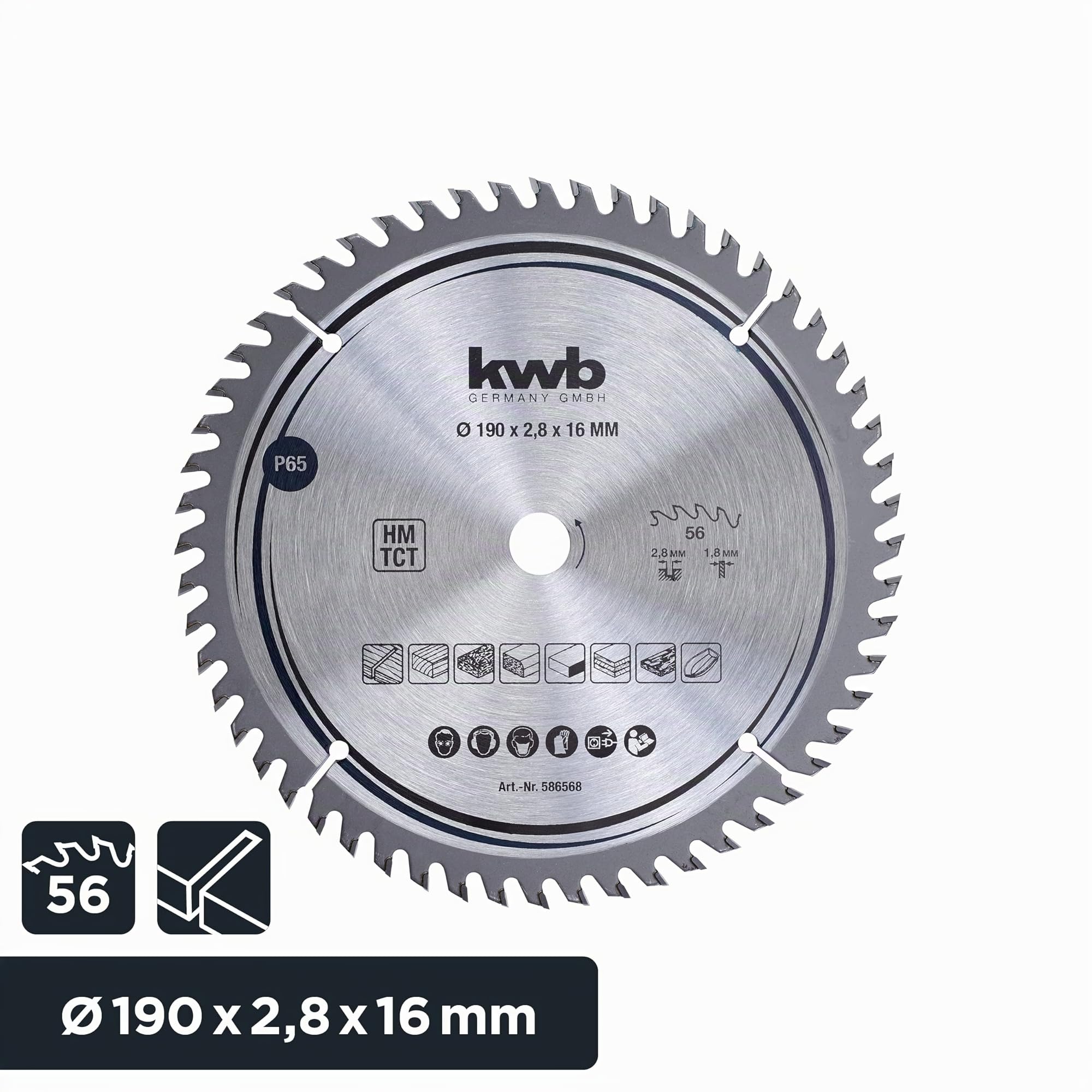 kwb lame de scie circulaire 190 x 16 mm coupe fine bois panneaux revêtus