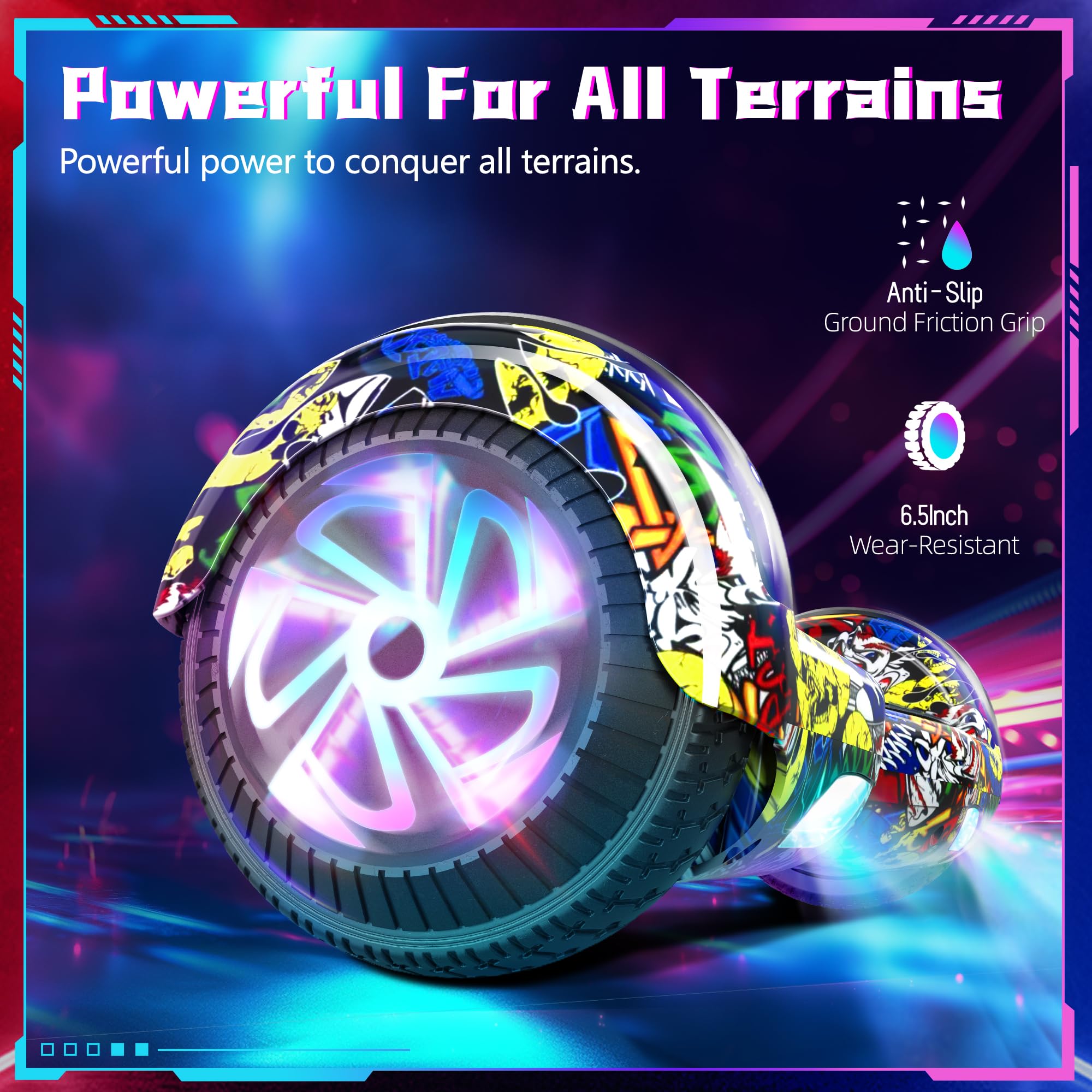 SISIGAD Hoverboard, 6.5 inch Self Balancing Scooter with Bluetooth LED Lights, Hover Board for Kids