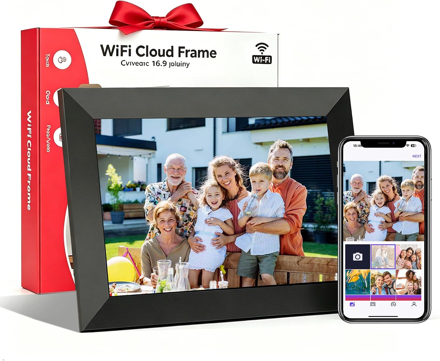 Uhale Digital Picture Frame, 10.1-inch High Definition Touch Screen, 32GB Memory, Digital Photo Frame with Automatic Rotation Feature.Gifts for Mom Parents and Grandparents