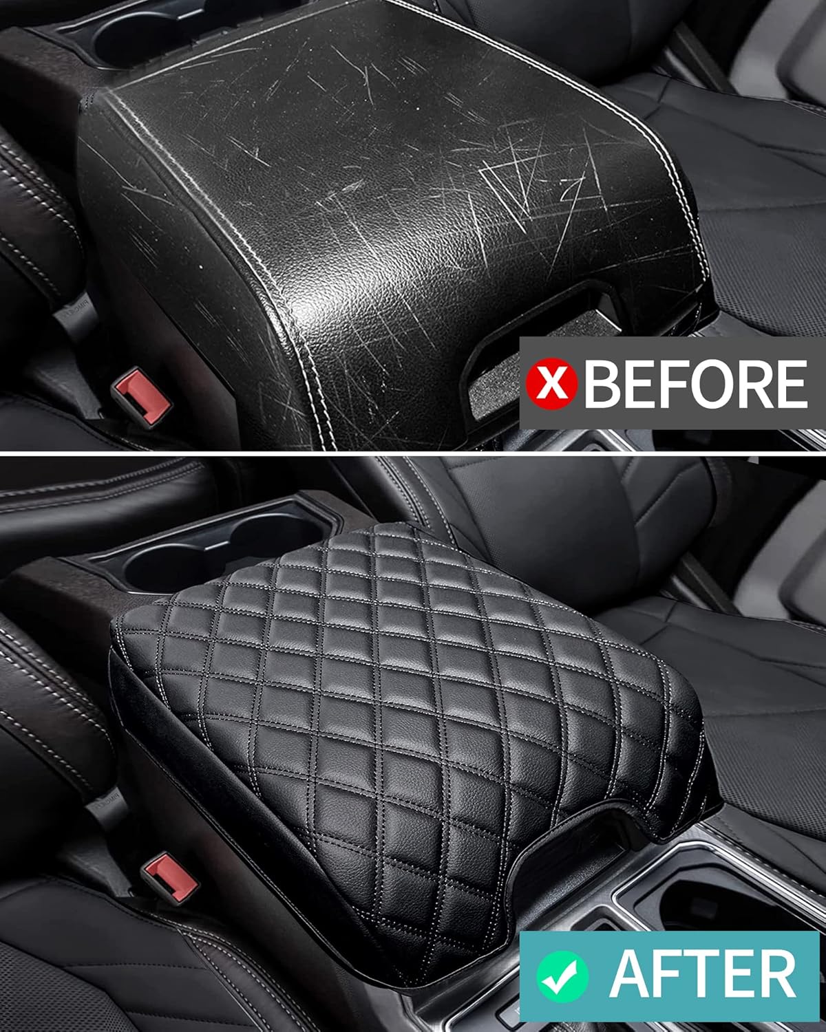 Carrep Center Console Cover Armrest Lid Cover Compatible with Ford F150 F250 F350 F450 Expedition Accessories 2015-2020, Arm Rest Cover Only for Bucket Seat Console (15-20 F150 Bucket SEAT)