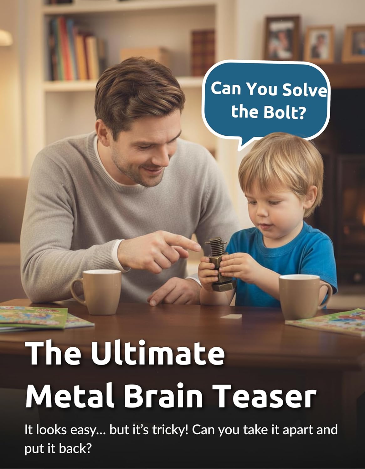 Metal Brain Teaser Puzzle – Trick Bolt Challenge – Level 2 Difficulty, Challenging Trick Bolt Mechanical Puzzle, Durable Handheld Mind Game for Stress Relief, Travel Entertainment