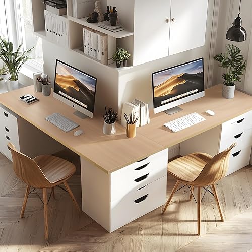 Miniatura 194 de Kaboon Mesa universal de 45.67 x 23.62 pulgadas, escritorio sólido de una pieza, encimera de melamina reversible, escritorios dobles, escritorio en