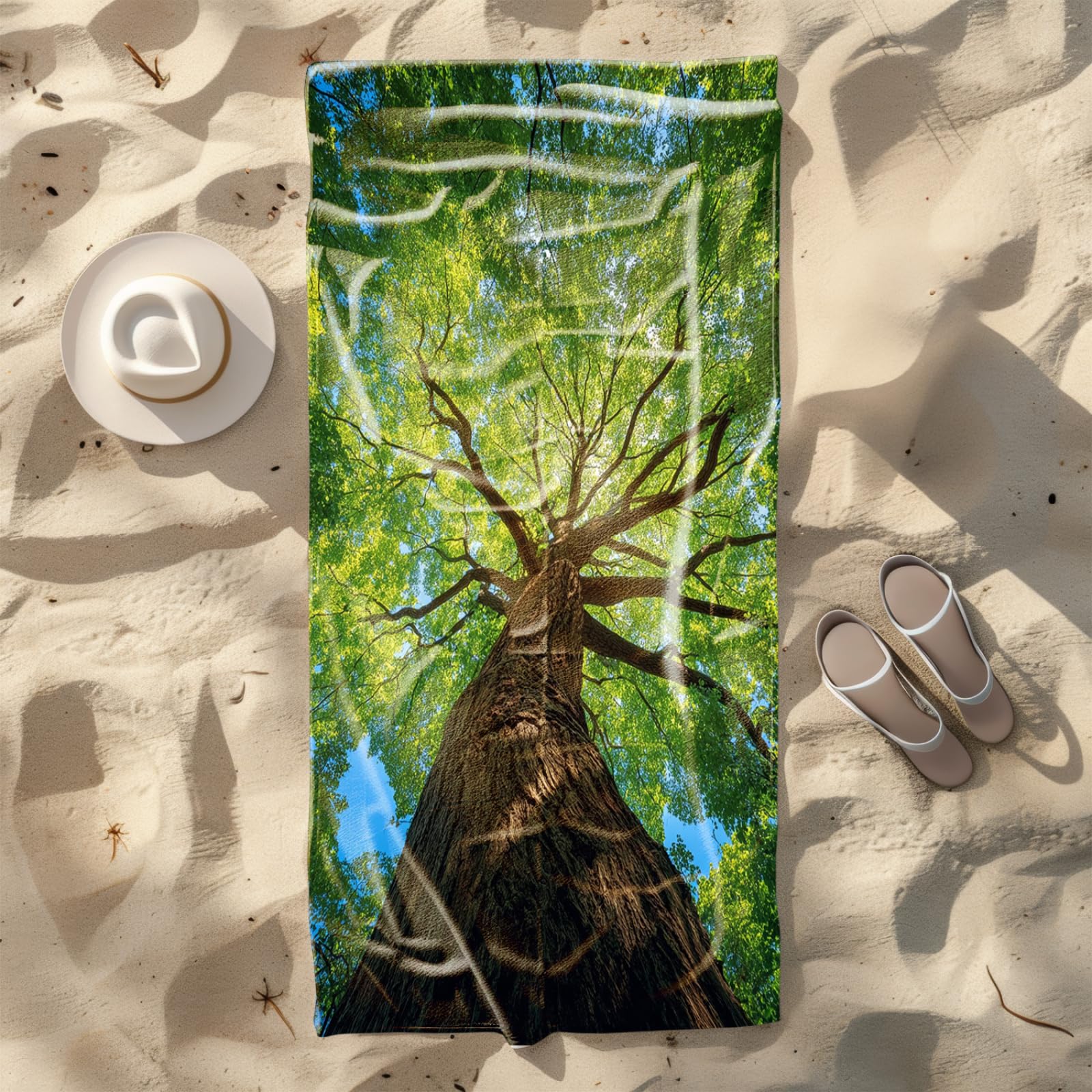 Générique Serviette Microfibre Plage Feuilles Vertes