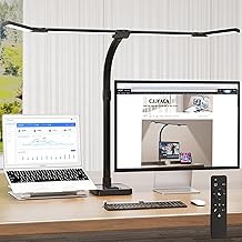 Office Home Desk Lamp,24W Super Bright Eye-Care Desk Lamp,Adjustable Gooseneck Office LED Task Light with Soft Non-Glare Lighting,Suitable for Studying,Reading Black Plus