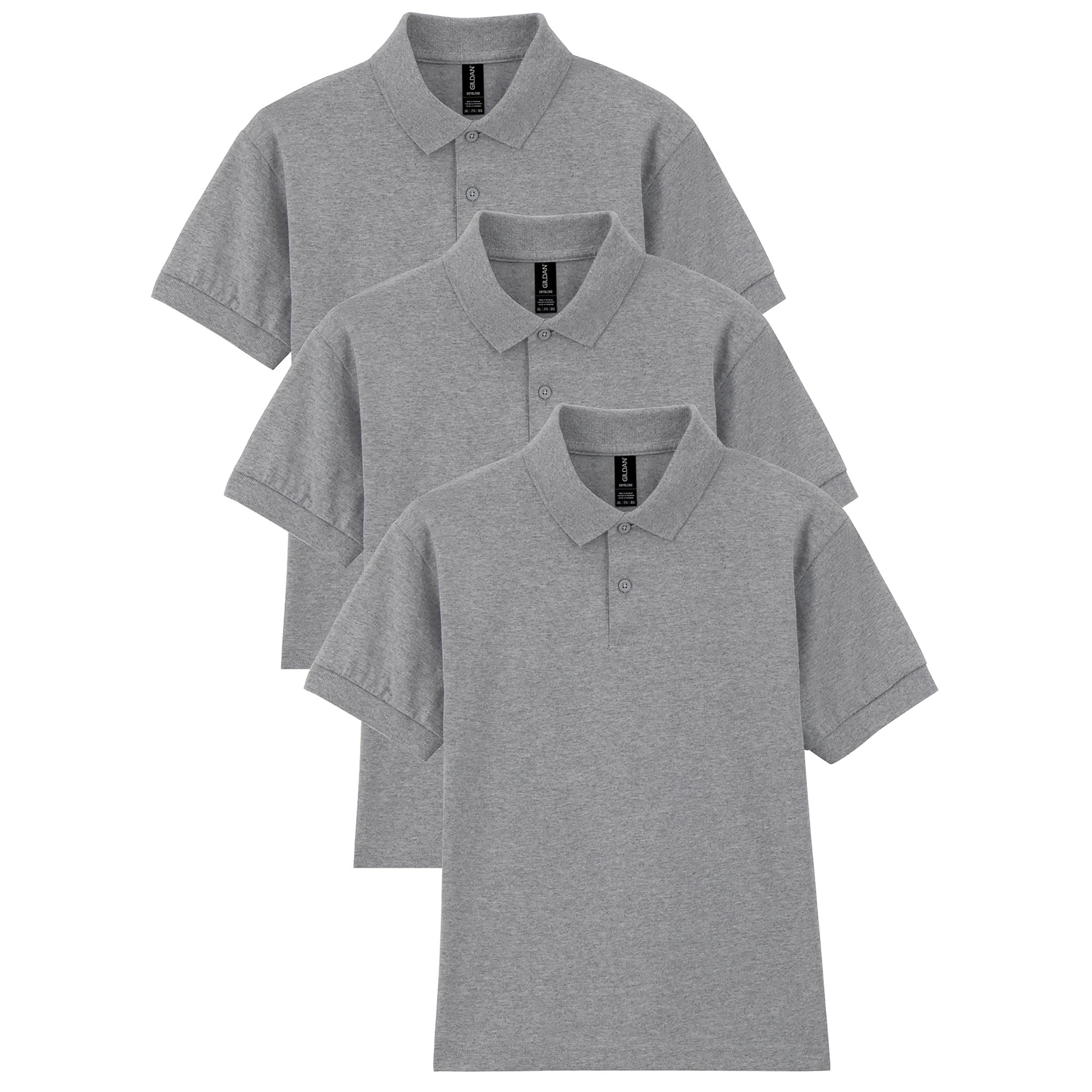 Gildan Unisex-Child DryBlend Short Sleeve Polo Style G8800b 3-Pack