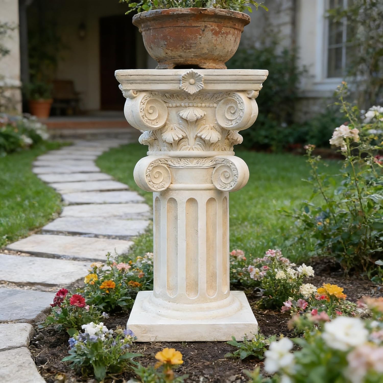 Classic European Roman Column Statue, Vintage European-Style Roman Column Display Stand Base, Suitable for Garden, Yard, Lawn Decor, for Sculpture and Plant, Valentine's Day Decoration
