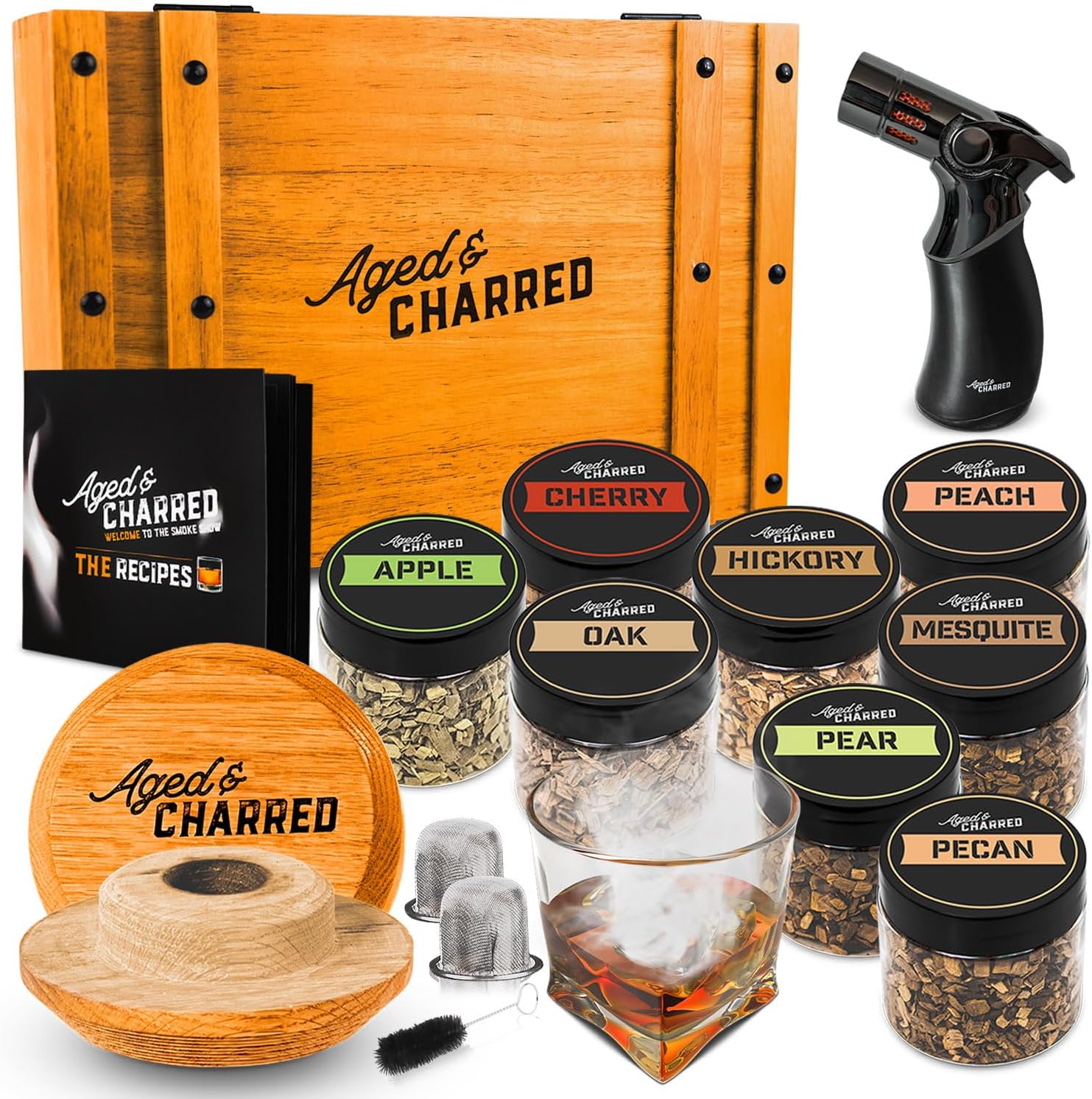 Cocktail smoker kit with torch & wood chips