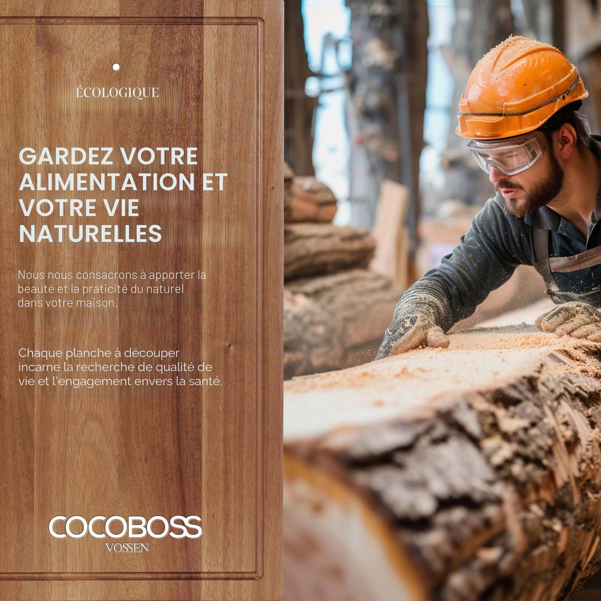 Planche à découper en bois d'acacia avec bac de récupération - 44,5 x 30 x 6 cm - Planche à découper en bois d'acacia avec 3 bacs de récupération - Grande planche en bois de cuisine