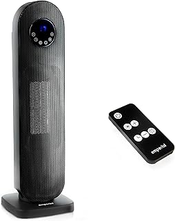 Emperial Fan Heater, Ceramic Tower Electric Heater 2000W with LED Display, Space Heater with 12H Timer & Remote Control, 2 Heat Settings, Oscillation, Thermostat, Tip-Over Protection