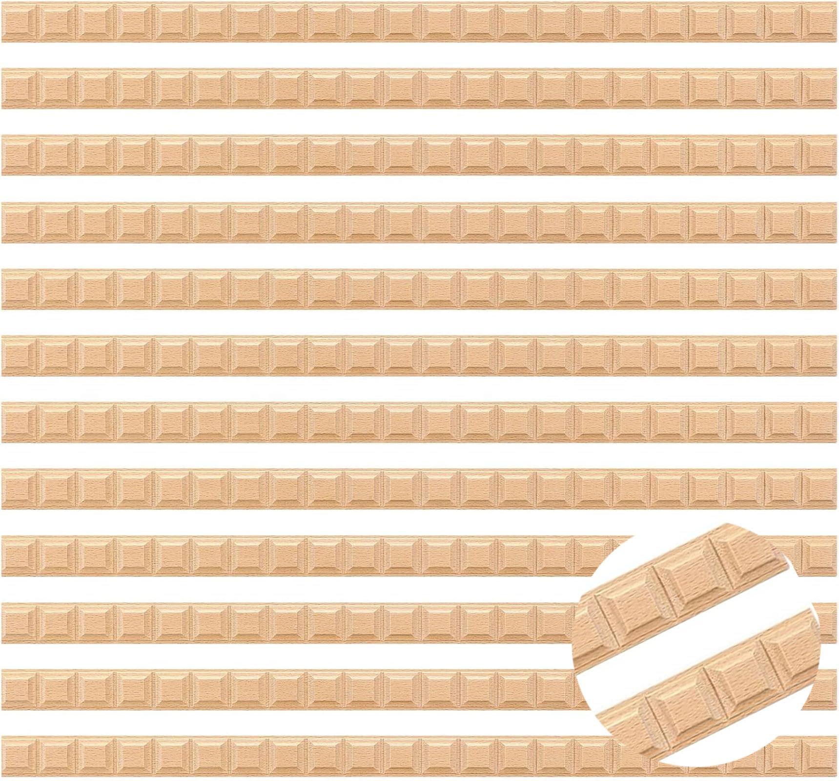 12 dekoracyjnych listew drewnianych 40 cm, nieobrobione listwy meblowe 3D do ram meblowych, ram lustra, okładzin ściennych, drzwi, szaf, komód, regałów (wymiary: 1,96 × 0,35 × 15,74 cala (5 × 0,9 × 40