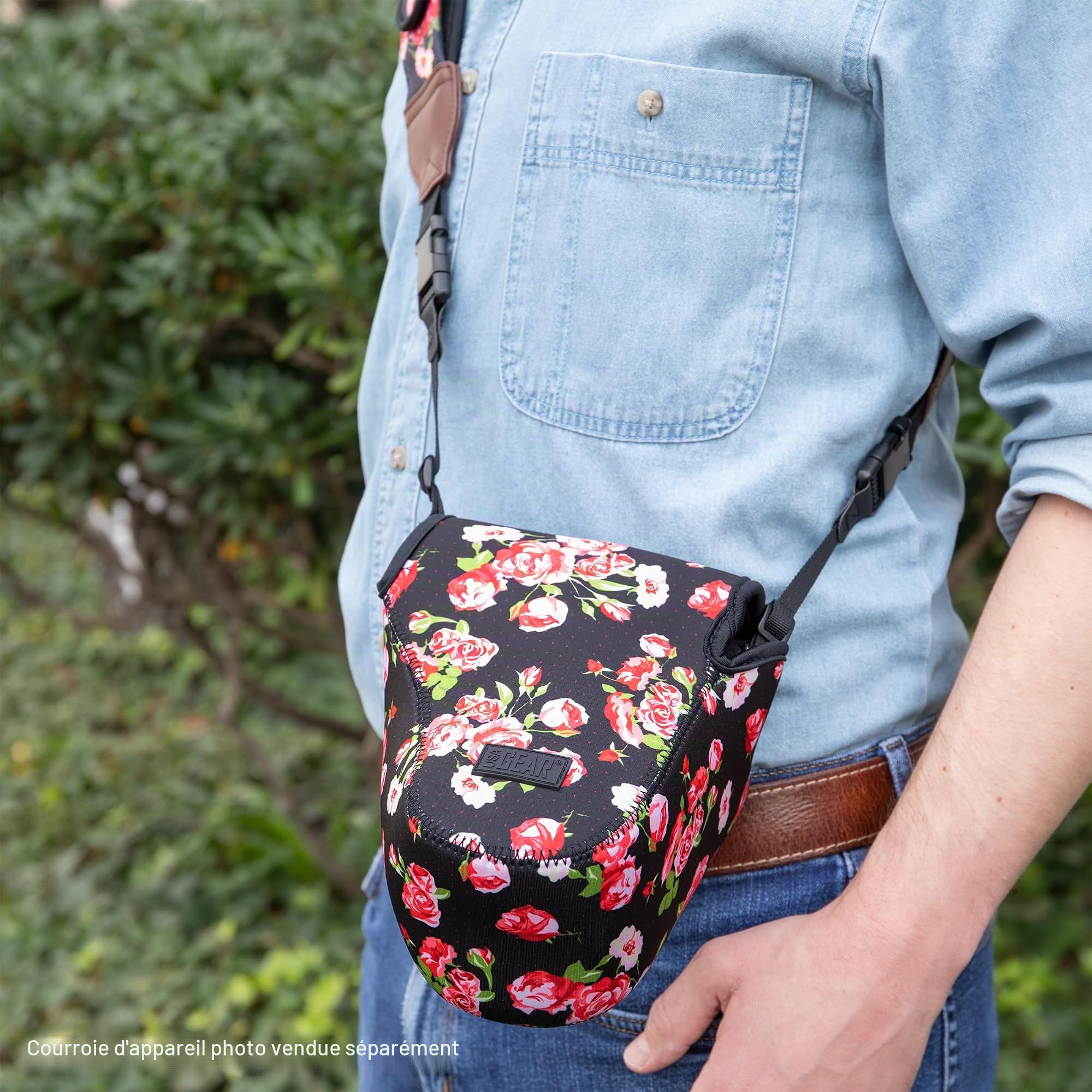 USA Gear Grand étui pour Appareil Photo (Floral) + Dragonne pour Appareil Photo (Floral), Lot