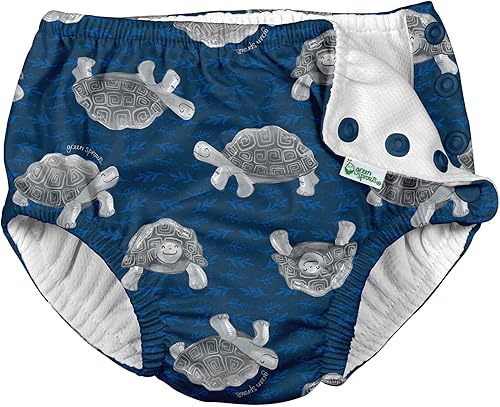 Miniatura 3 de i Play - Paquete de 2 pañales reutilizables para niños diseño de rayas y tortuga color azul marino