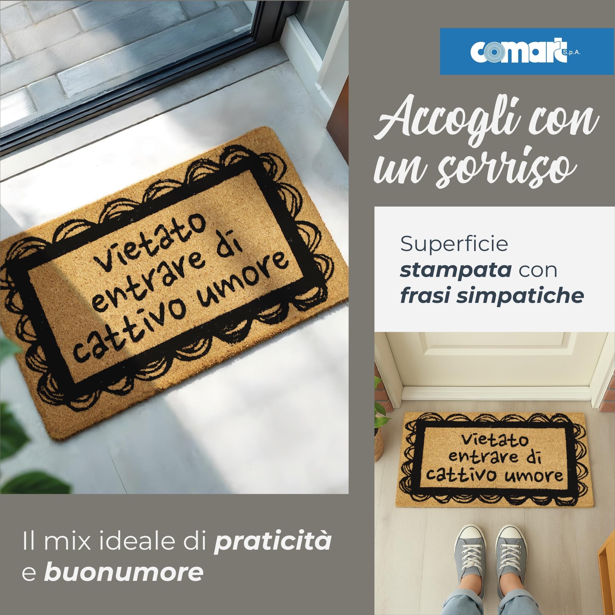 Zerbino In Flanella Con Frase Divertente - Antiscivolo, Assorbente, Per Interni/Esterni, 45x75 Cm, Lavabile - 4