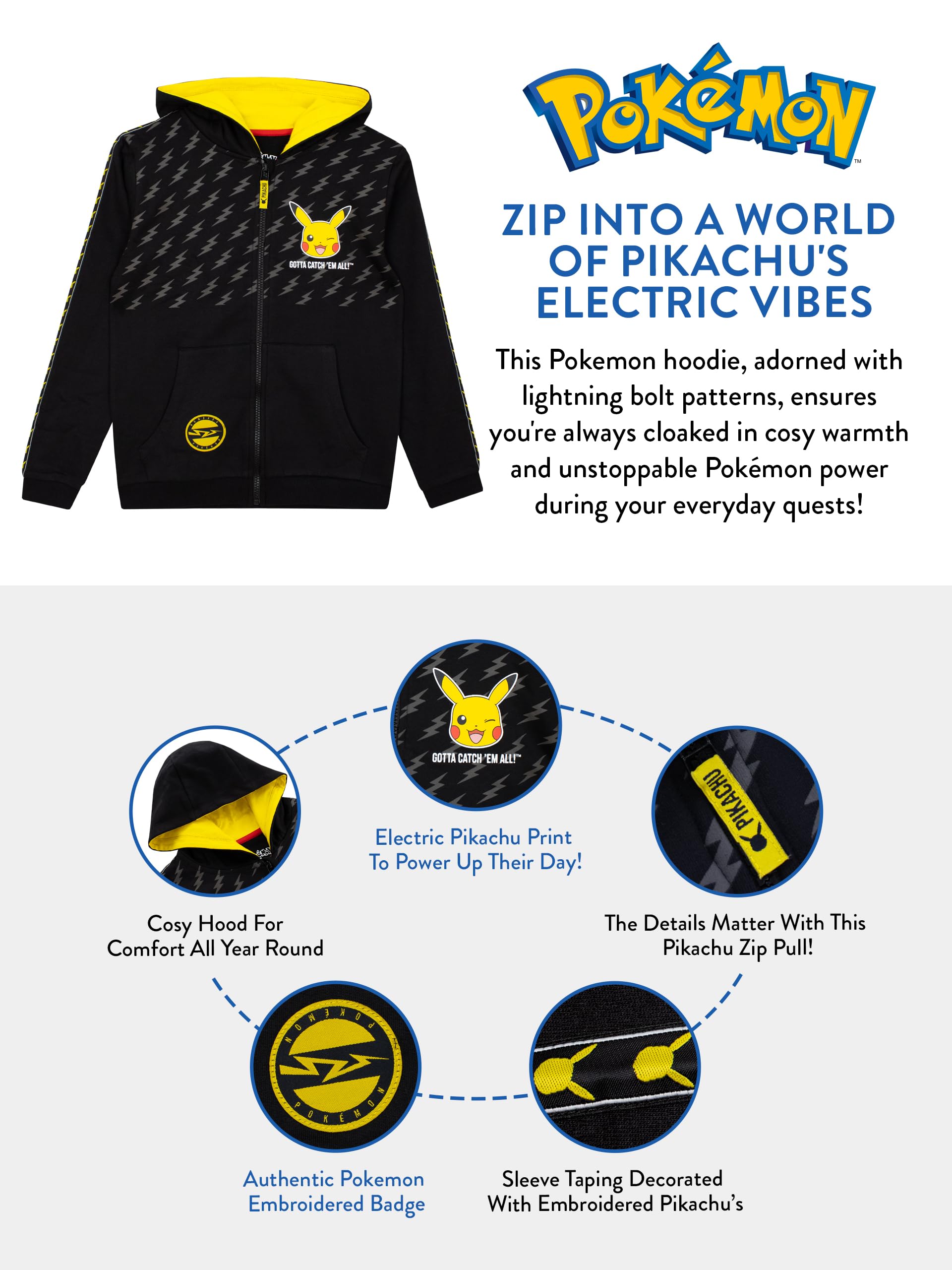 Pokémon Sweat à Capuche Pikachu Sweat à Capuche Garçons | Sweat Capuche Garcon