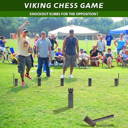 Miniatura 2 de SunNordic Kubb Juego de patio, juego de lanzamiento de madera de goma para jardín al aire libre con bolsa de transporte de lona, juego de ajedrez