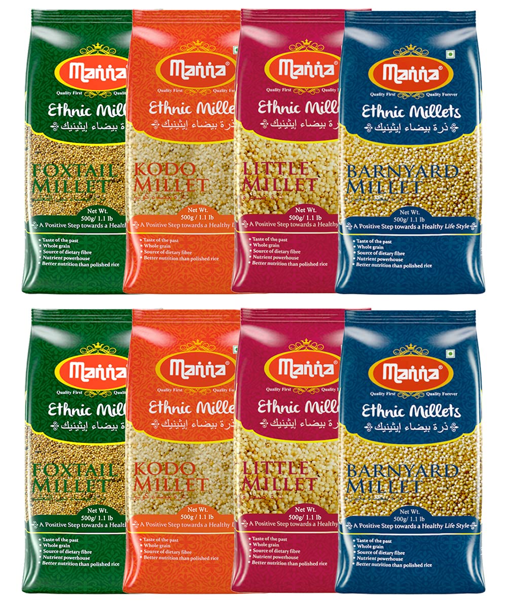 Buy Manna Millets Natural Grains Combo Pack of 8 Unpolished