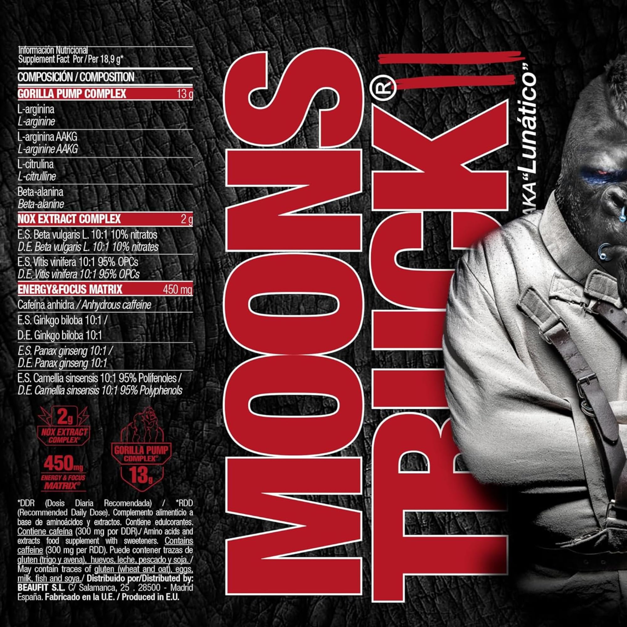 ZOOMAD LABS - Moonstruck II, Polvos Pre Entreno, Suplemente para Deportistas, Pre Workout en Polvo, con Cafeína, Citrulina y Extractos Vegetales - 510 g, Sabor Devil Cherry