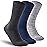 Facool Wide Crew Loose Socks, Mens Womens Merino Wool Non-Binding Diabetic Soft Cushioned Socks with Seamless Toe(Big and Tall Available), 3 Pair Multi-Color (Light Gray, Deep Gray, Navy Blue),XL