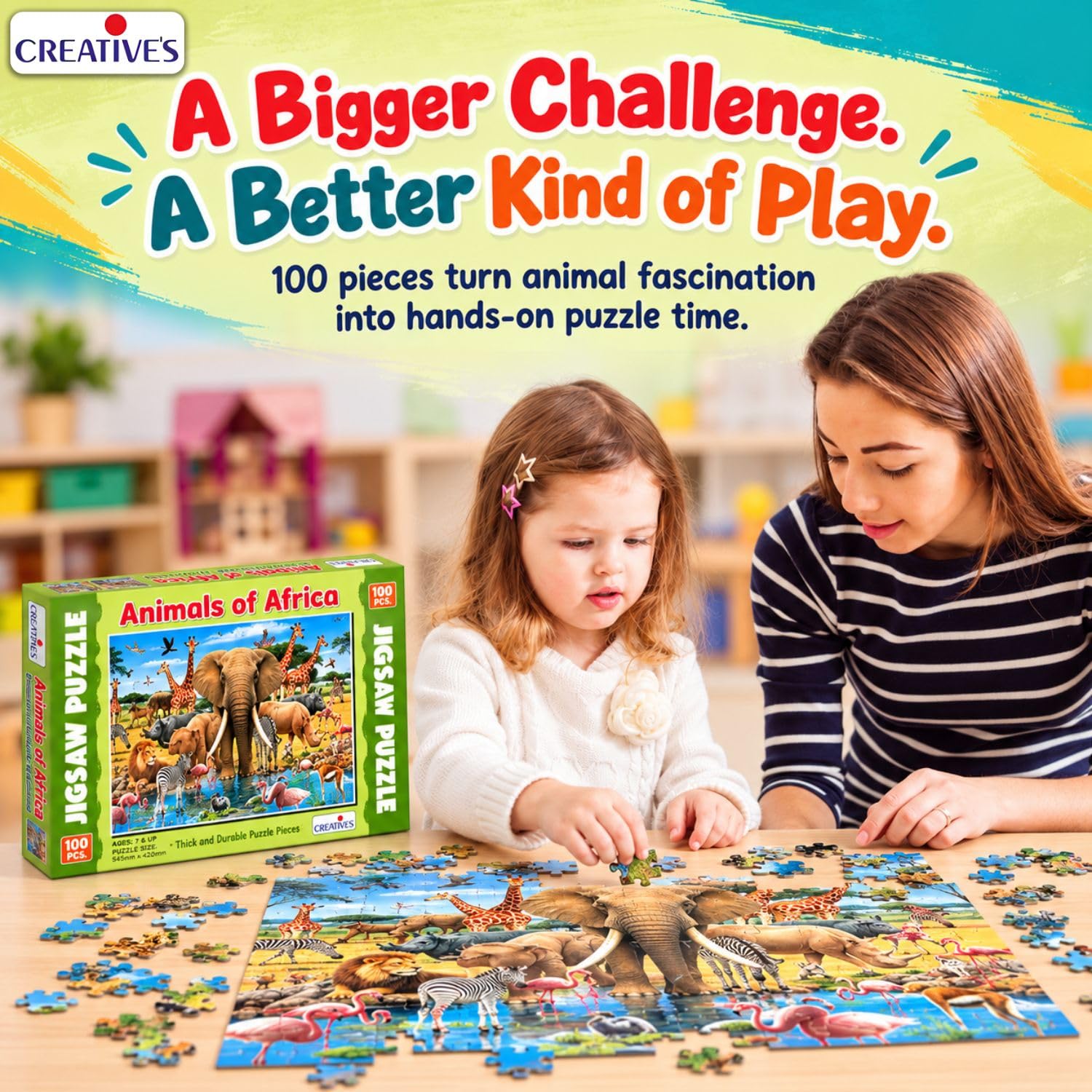 African Animal Jigsaw Puzzles for Kids - 100 Pieces -2