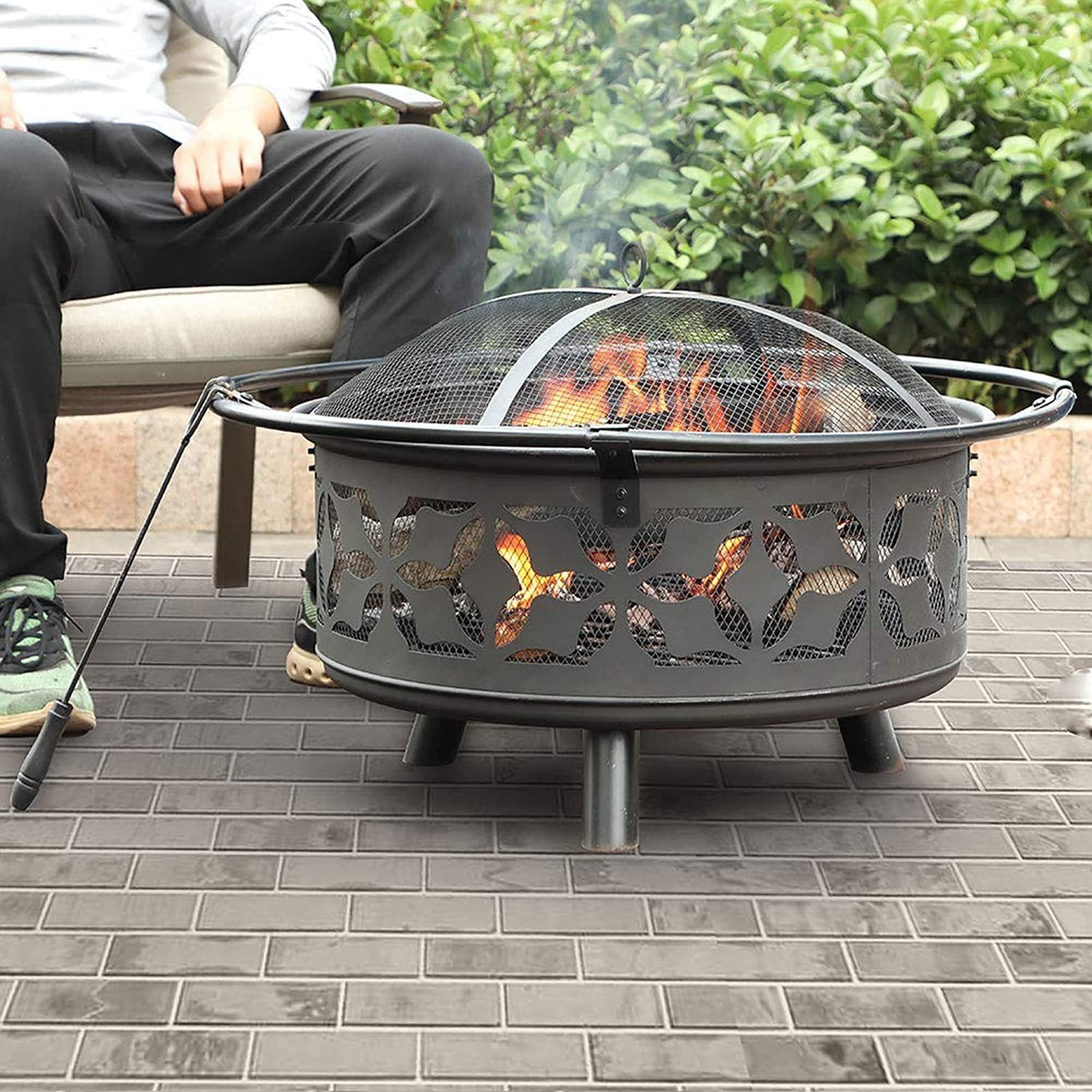Zewnętrzna palenisko na drewno na podwórko, patio, ogród, kominek, grill, miska na ognisko, grill The Wild