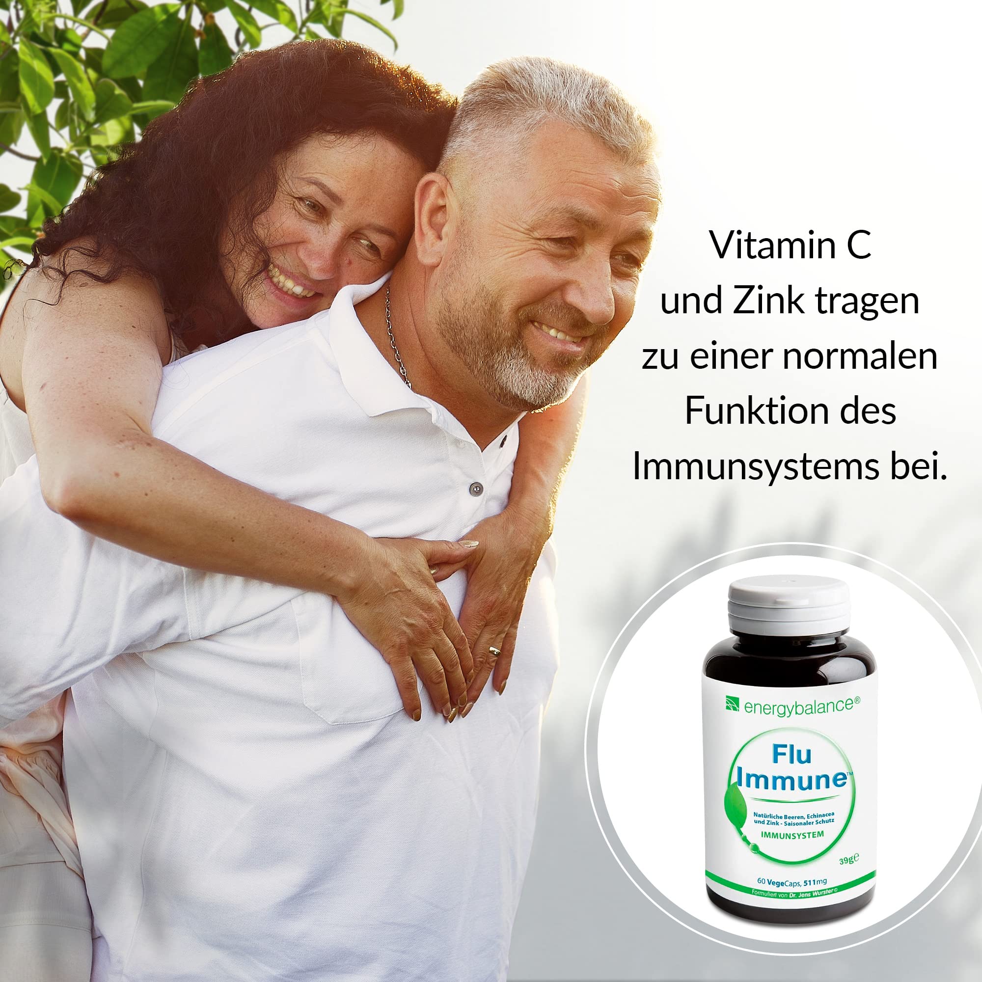 Flu-Immune 511mg - natürlicher Komplex - Hohe Bioverfügbarkeit - Antioxidantien - Vegan - Glutenfrei - Ohne Zusatzstoffe - 100% reine Zutaten - GVO-frei - Nahrungs-Äquivalent - 60 VegeCaps