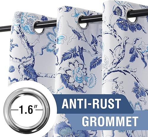 Miniatura 3 de H.VERSAILTEX Cortinas opacas de 108 pulgadas de largo, juego de 2 paneles de cortinas con estampado floral para sala de estar, cortinas de ventana