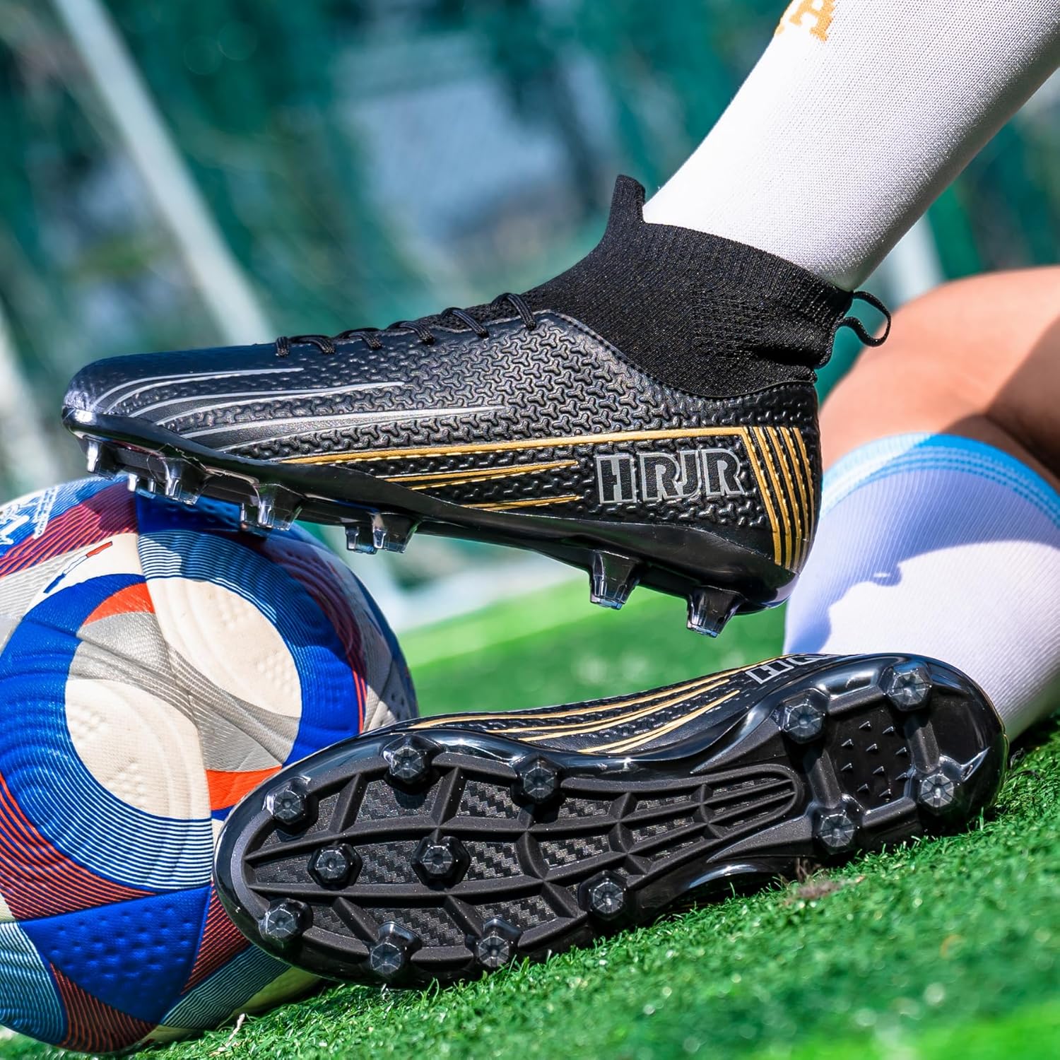 Men's Soccer Cleats Football Cleats for Unisex-Adult High-Top Spikes Shoes for Youth Lightweight Professional Training Turf Outdoor Athletic Sneaker Big Boys - Image 2