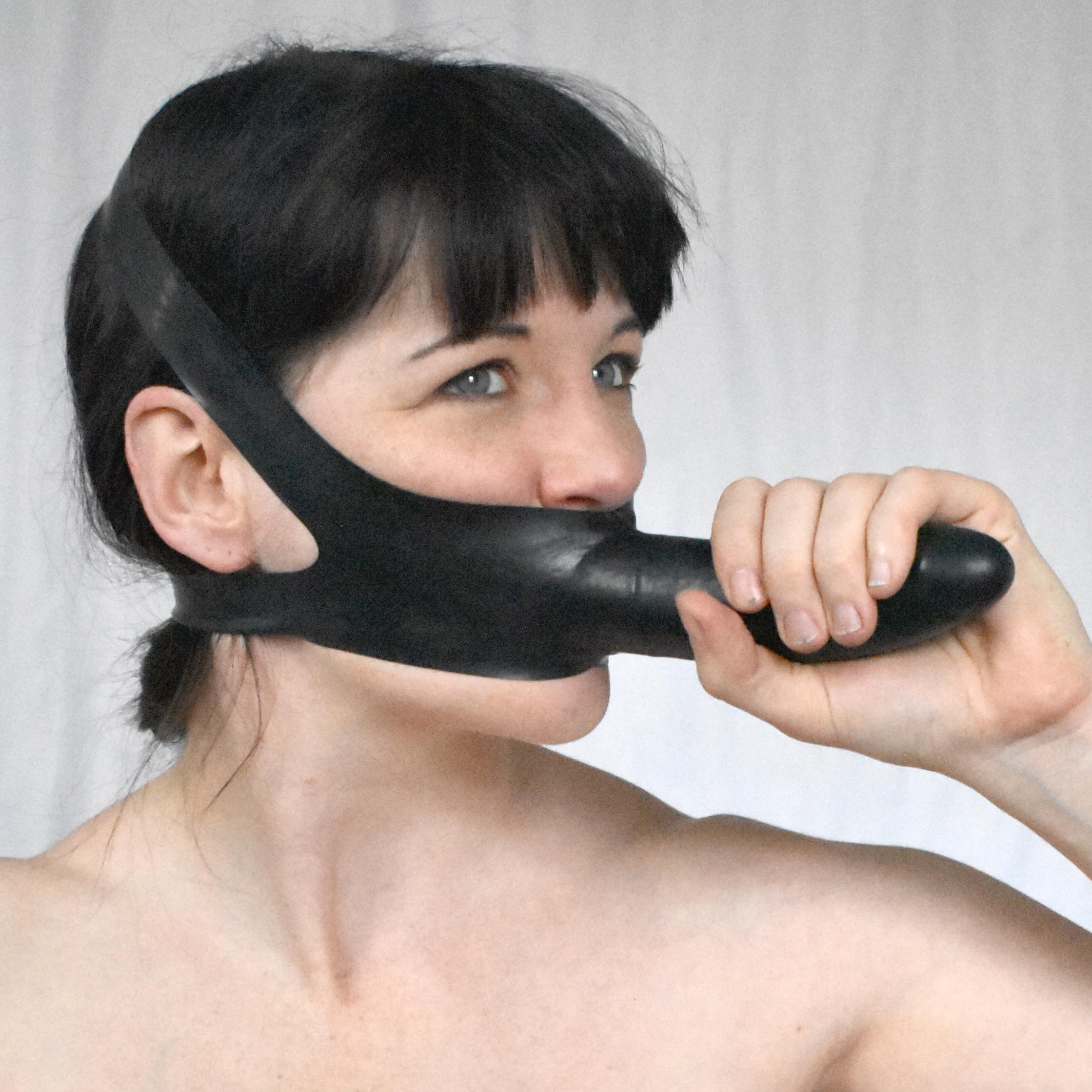 Mordaza BDSM de Látex con Dildo, Dildo Mordaza & Consolador Facial, SM Fetiche Bondage Arnés, Mouth Gag & Mordaza Sexo, Juguete Sexual para Parejas