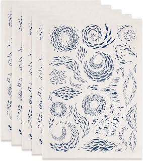 PLIGREAT 5 Pcs School of Fish Underglaze Transfer for Pottery, Ceramic Clay Transfer Paper Blue Rustic Ceramic Tile Decals Under Glaze Transfers for DIY Handicraft Supplies, 20.5x14.6in