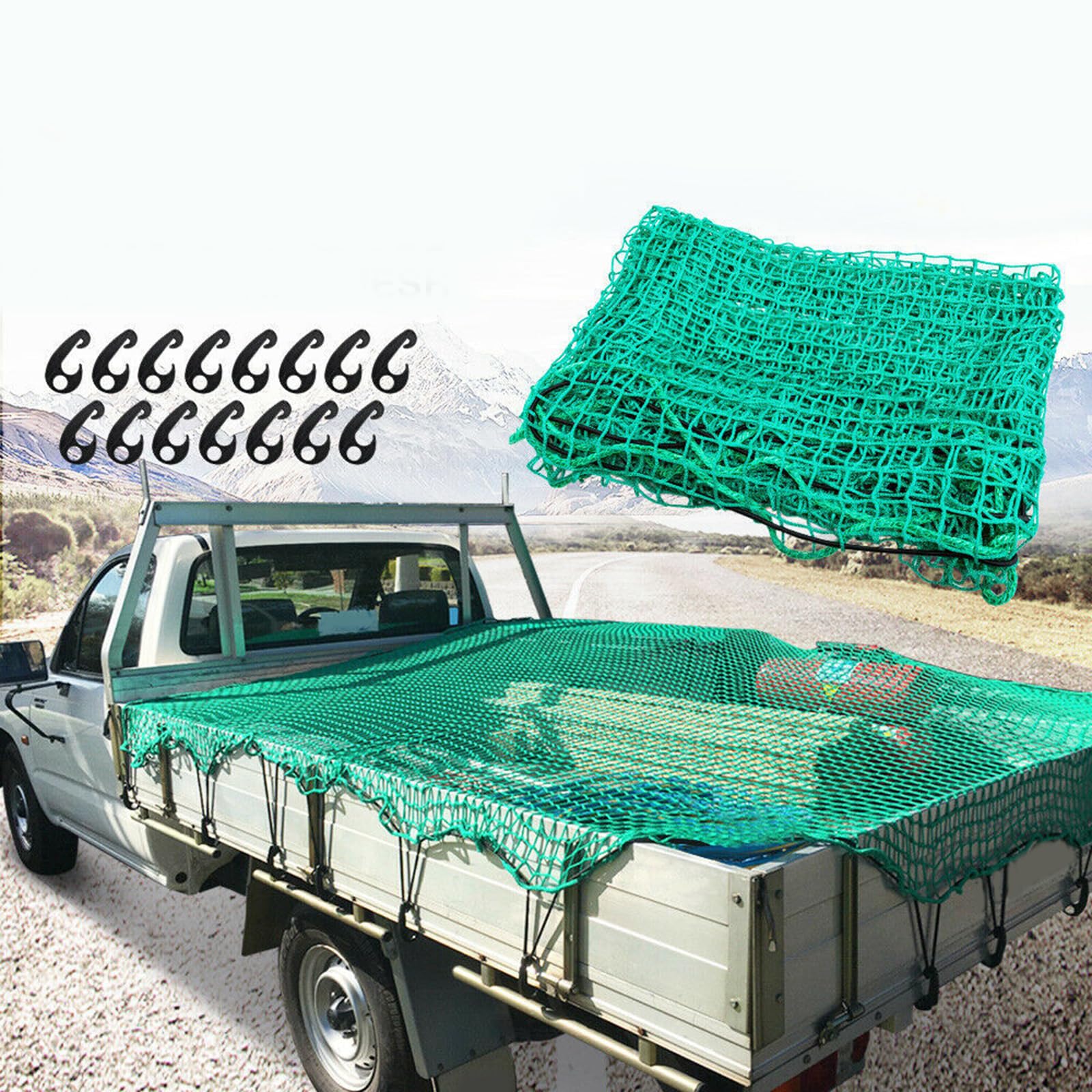 Gepäcknetz mit 15 Haken und elastischem Gurt, 1,5 x 2,2 m, 2 x 3 m, 2,5 x 3,5 m, Gepäcknetz, robustes Bungee-Gepäcknetz