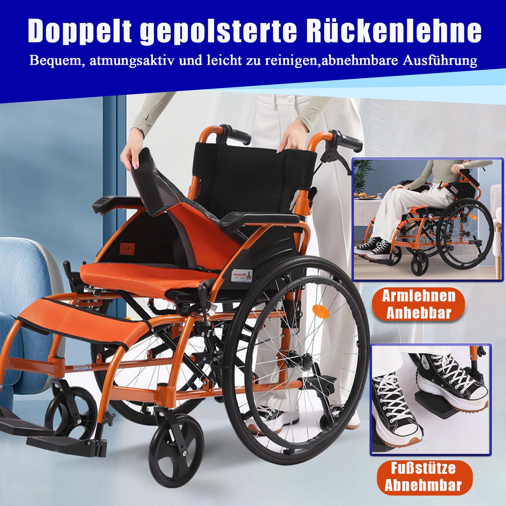 Silla de ruedas de viaje, ligera, de aluminio, plegable y ligera, plegable, ligera, con autopropulsión