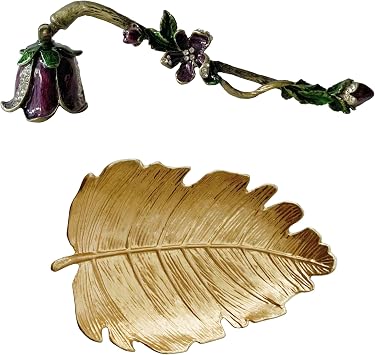 Candle Snuffer and Small Leaf Shaped Trinket Dish - A Unique Extinguisher Tool and Gold Jewelry Organizer Set for Stylish Home Decor Enthusiasts and Candles Lovers Alike