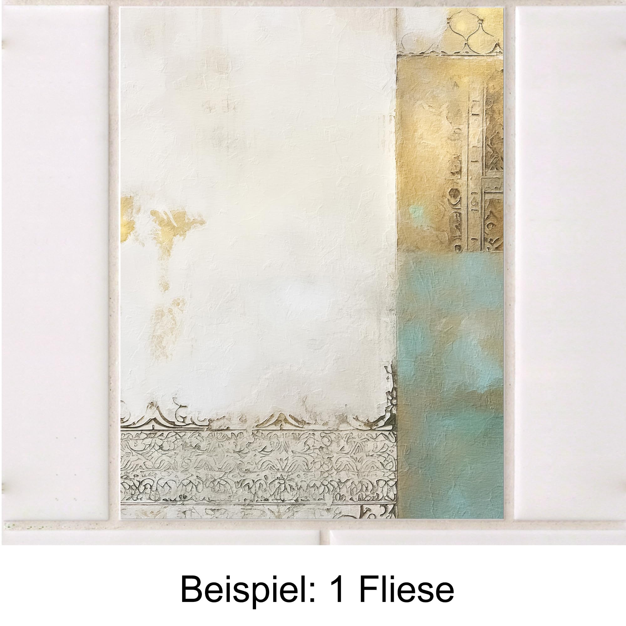 GRAZDesign Fliesenaufkleber Bad & Küche Textur Gold Türkis Klebefliesen selbstklebend - 20x25cm / 30 Stück