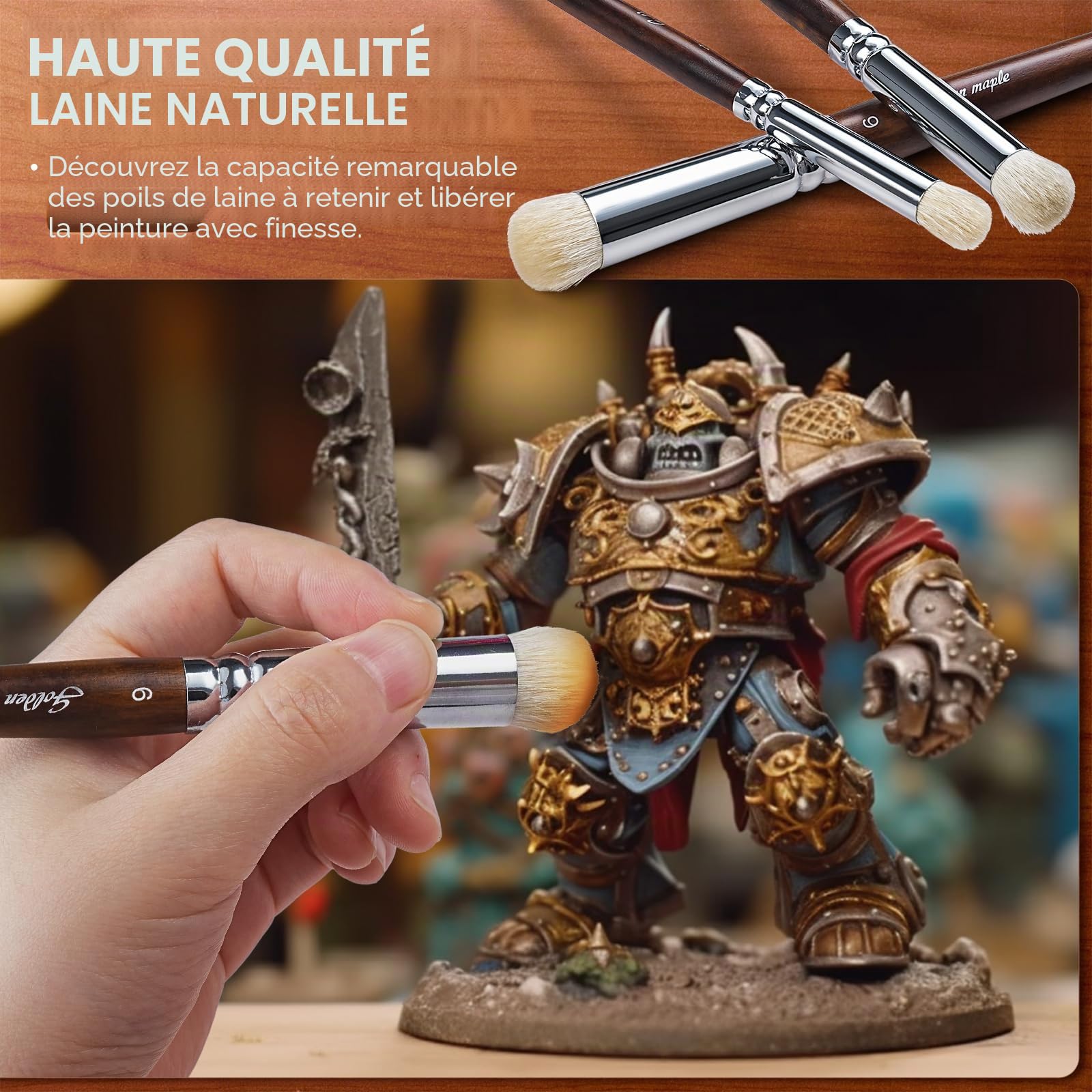 Golden Maple Lot de pinceaux miniatures pour pinceau sec - Ensemble de 18 pinceaux de micro-détail, petits pinceaux de détail fin pour acrylique, aquarelle et peinture par numéro, figurine - Marron