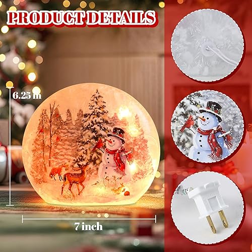 Miniatura 2 de Muñecos de nieve iluminados de Navidad, decoración de interior de cristal agrietado, luz LED, florero de muñecos de nieve, lámpara de cardenal y