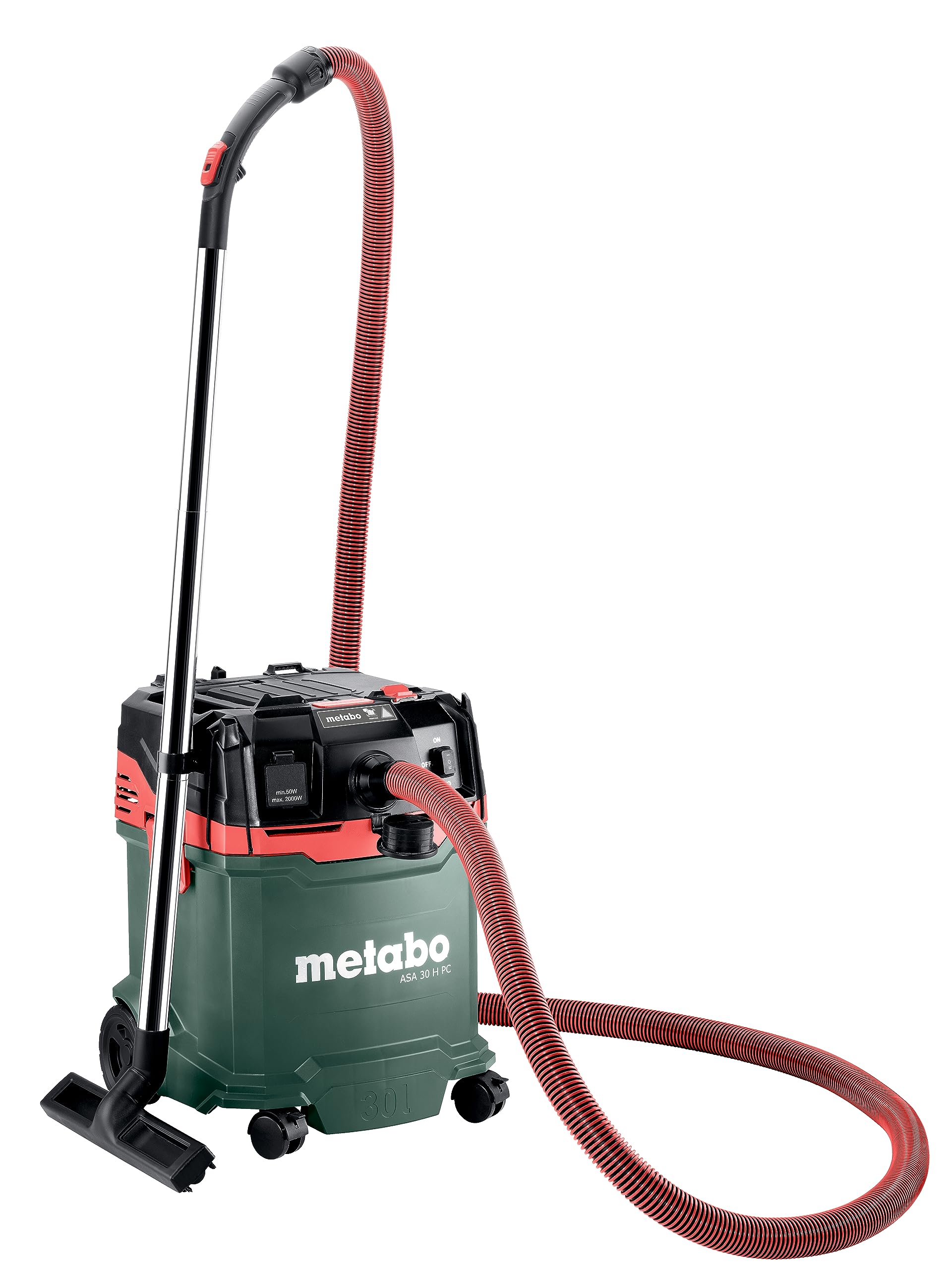 metabo ASA 30 H PC Aspiratore Universale - Aspiratore Umido/Secco 1200 W, 30 L con Pulizia Filtro e Funzione Antistatica, Inclusi Accessori e Cavo 8 m