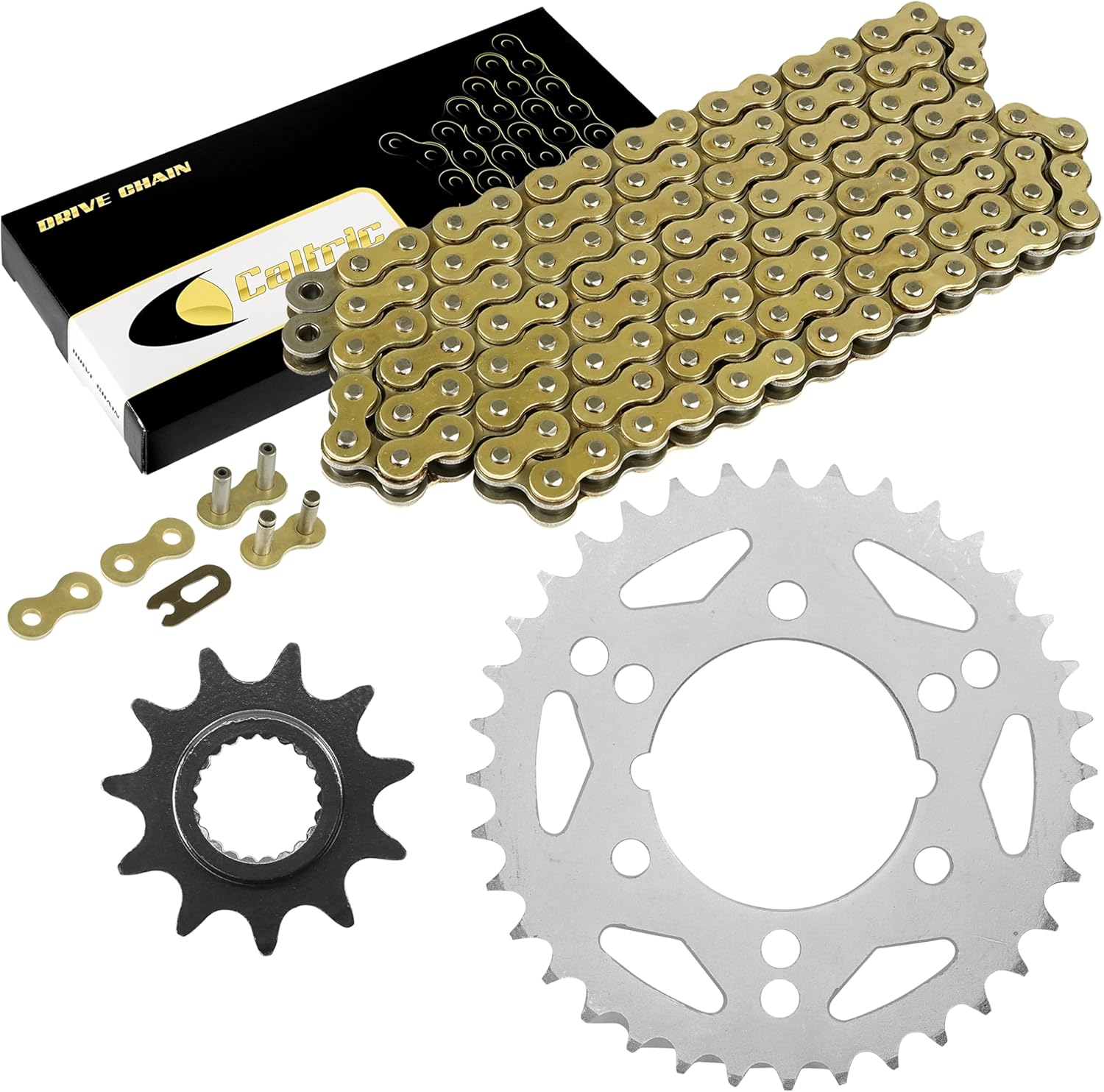 Caltric Drive Chain & Sprockets Kit Compatible with Polaris Trail Blazer 250 2001 2002 2003