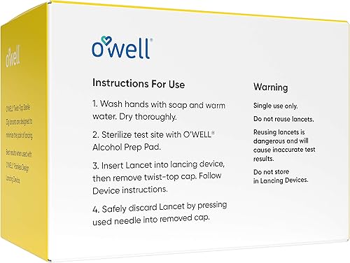 Miniatura 3 de O'WELL Twist Top Lancets de calibre 33, 100 unidades  Lancetas de aguja ultrafinas para pruebas de glucosa en sangre y cetogénica  Caja de 100