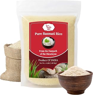 BolBom Basmati Rice (4lb Bag), Authentic Extra Long Grain Parboiled Basmati White Rice, Naturally Aged, Easy to Cook, Premium Quality Basmati for Biryani, Pulao & Authentic Cooking