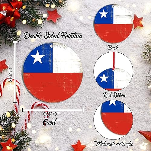 Miniatura 3 de Silueta de bandera de Chile para árbol de Navidad, bandera nacional, recuerdo, decoraciones de Navidad, regalo de Chile, adorno de árbol de Navidad,