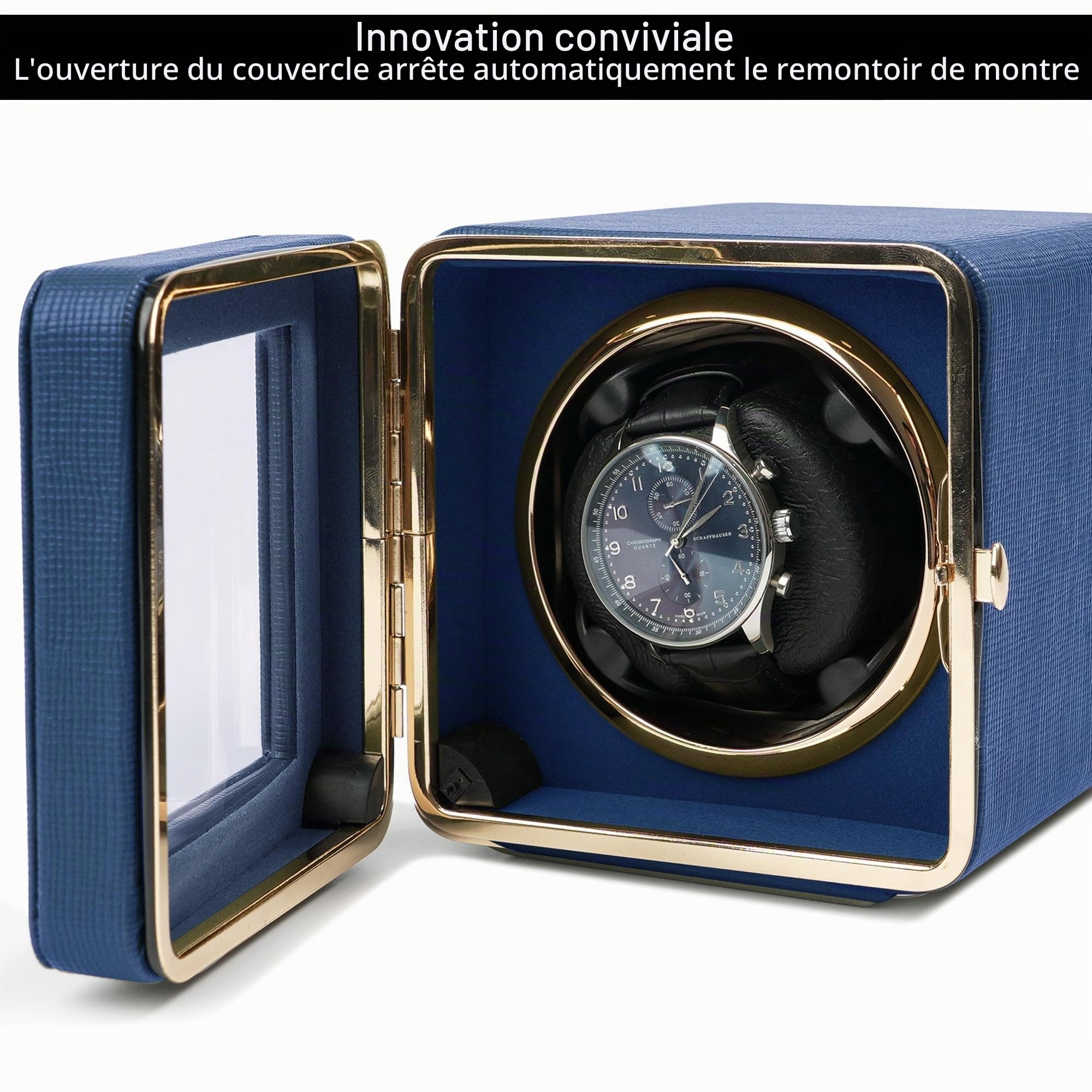 Remontoir automatique pour montres automatiques - Câble de charge USB - Boîtier en cuir synthétique avec moteur silencieux