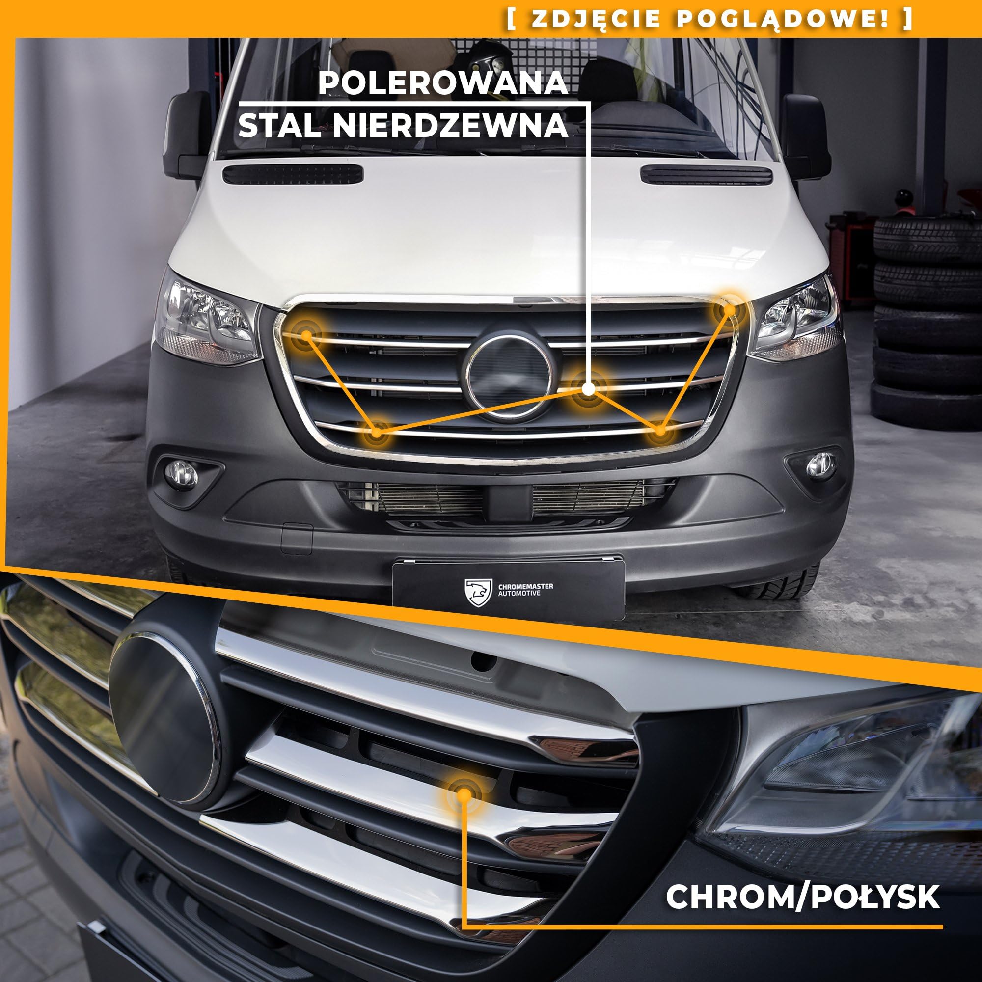 CHROMEMASTER | Kompatybilne z VW T6.1 Caravelle 2019-2024 | Listwy Atrapy Przedniej; Listwy na Grill Auta; Stal Nierdzewna Polerowana | Idealne Dopasowanie | Nowy, Atrakcyjny Wygląd Samochodu