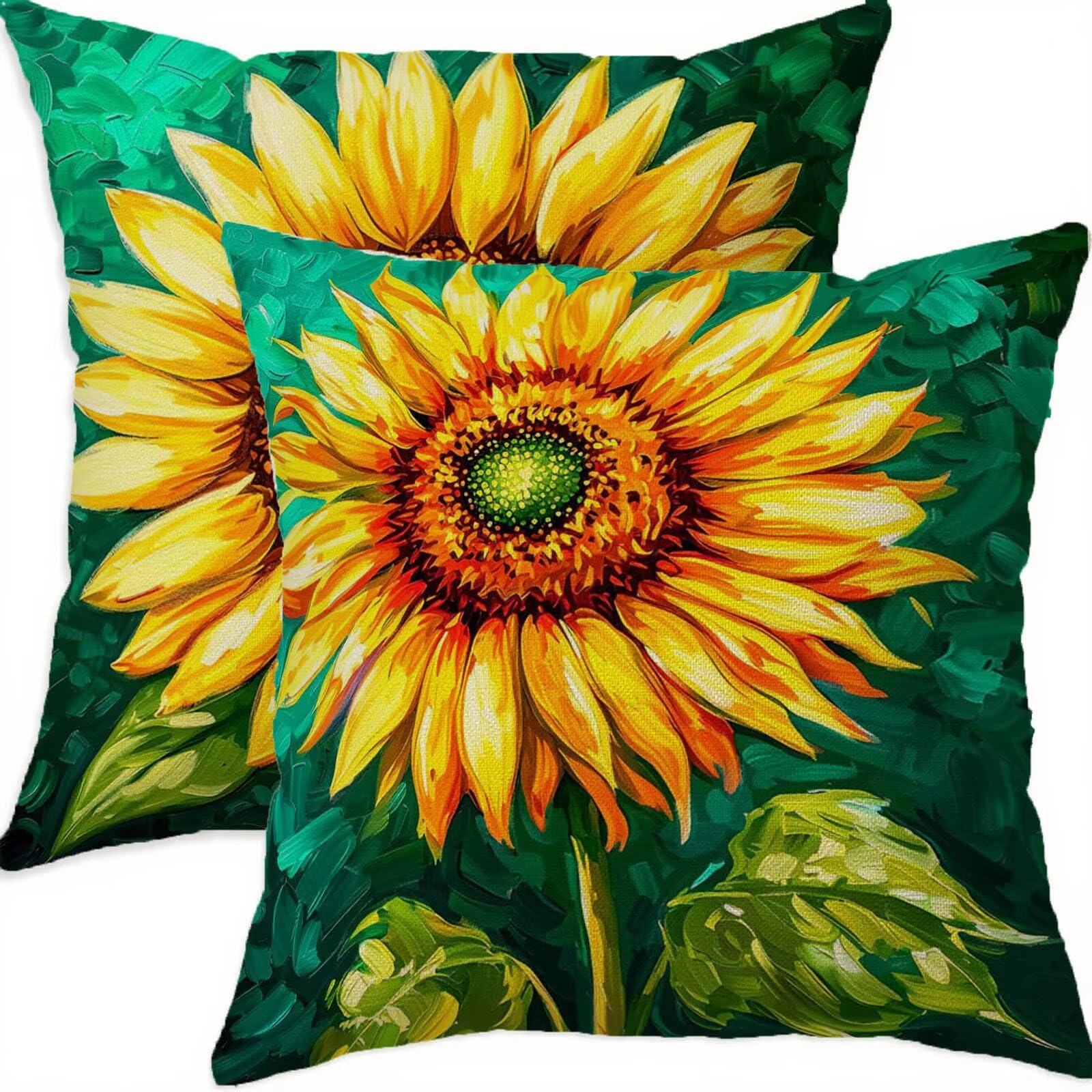 Housse coussin 70x70cm jaune en lin imperméable lot de 2
