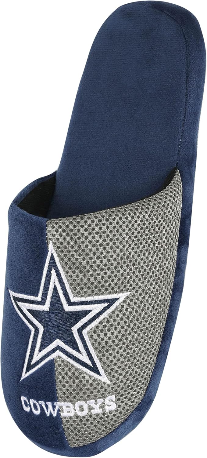 FOCO Men's NFL Team Logo Staycation Plush House Shoes Slide Slippers - Image 3