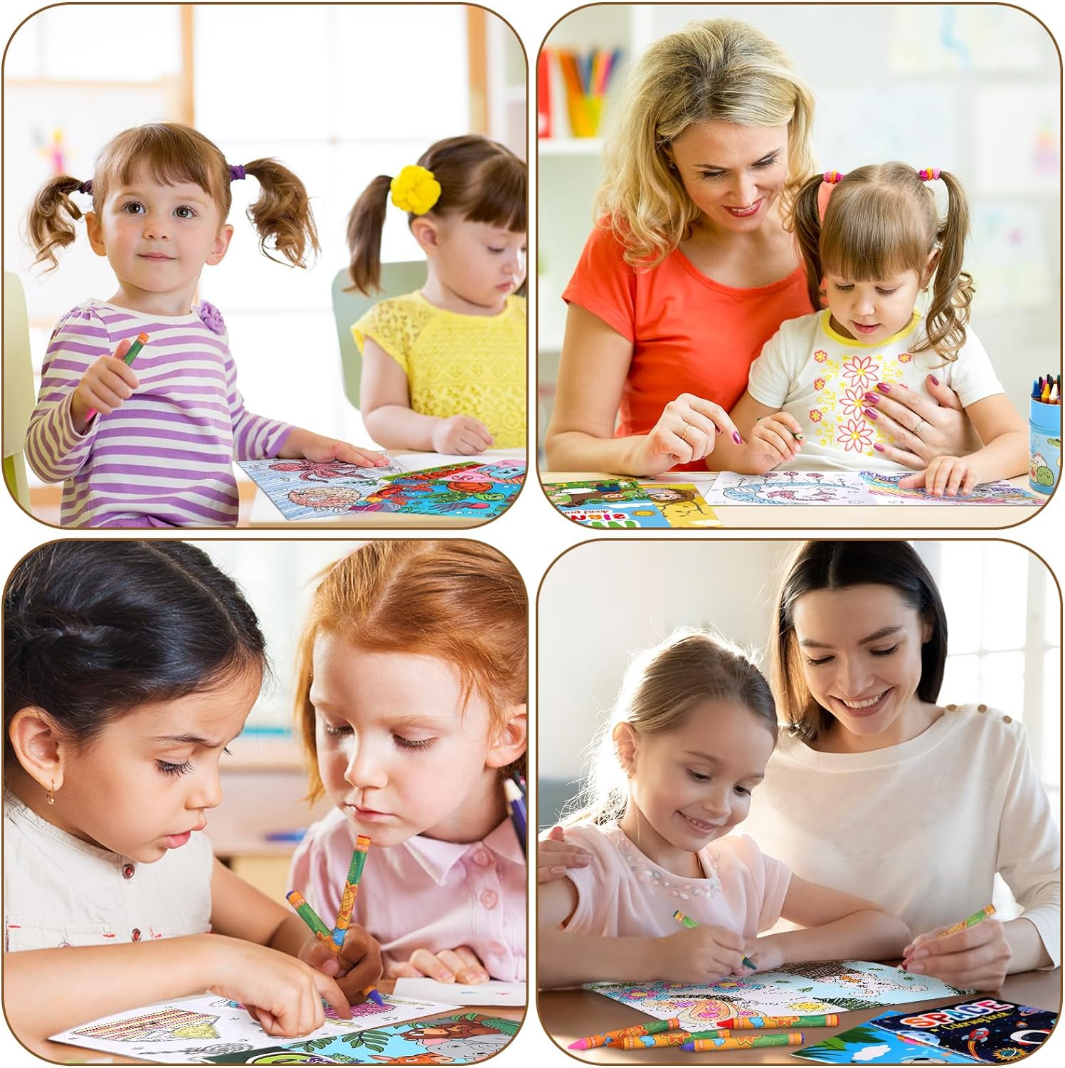 Fulmoon 144 Pcs Coloring Books with Crayons for Kids Bulk Dinosaur Animal Unicorn Space Mini Coloring Books for Toddler Ages 6  Birthday Party Favors Classroom Activity Supplies Crafts