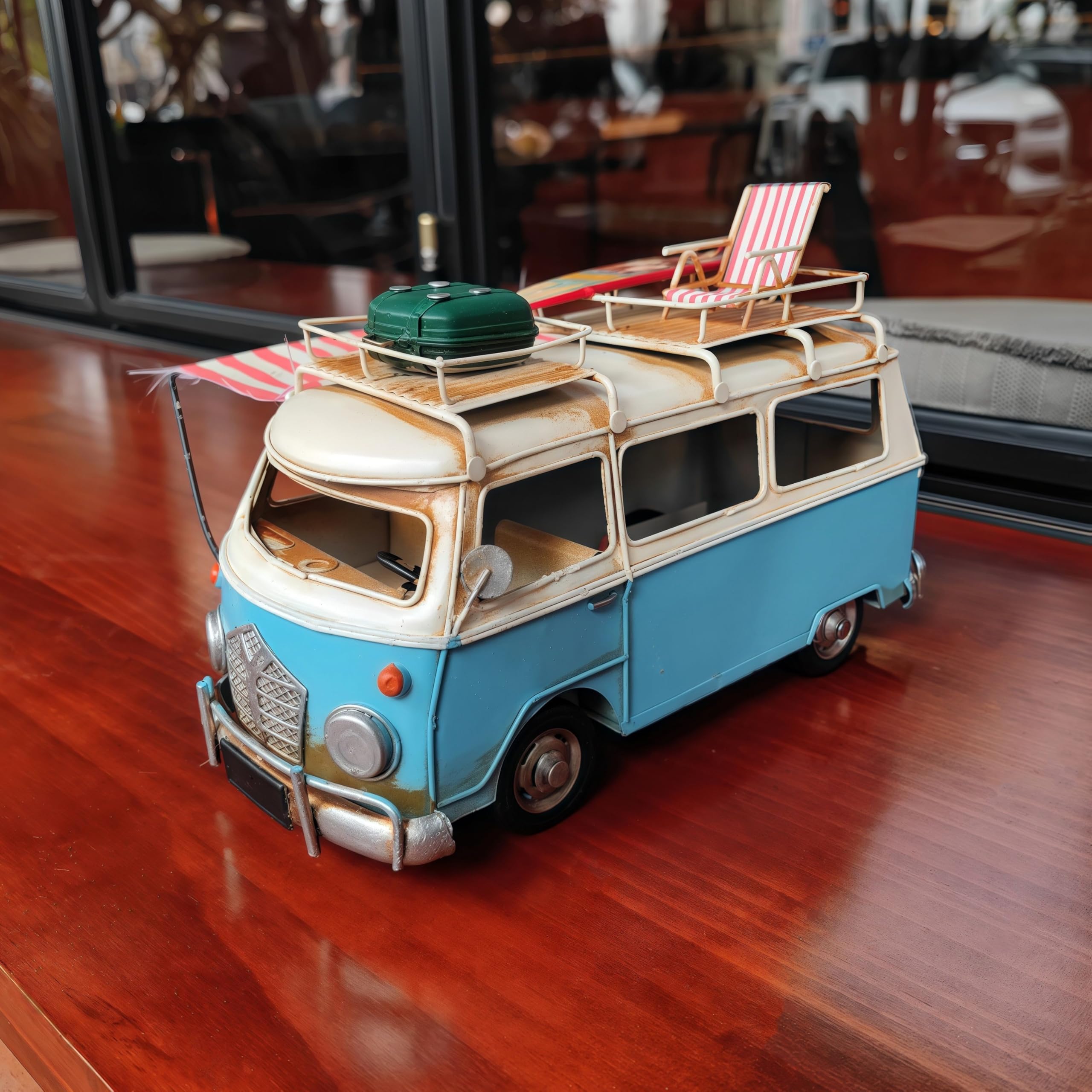 GENUINQ Retro Camper Van Model Bus Metal Vintage Touring Car