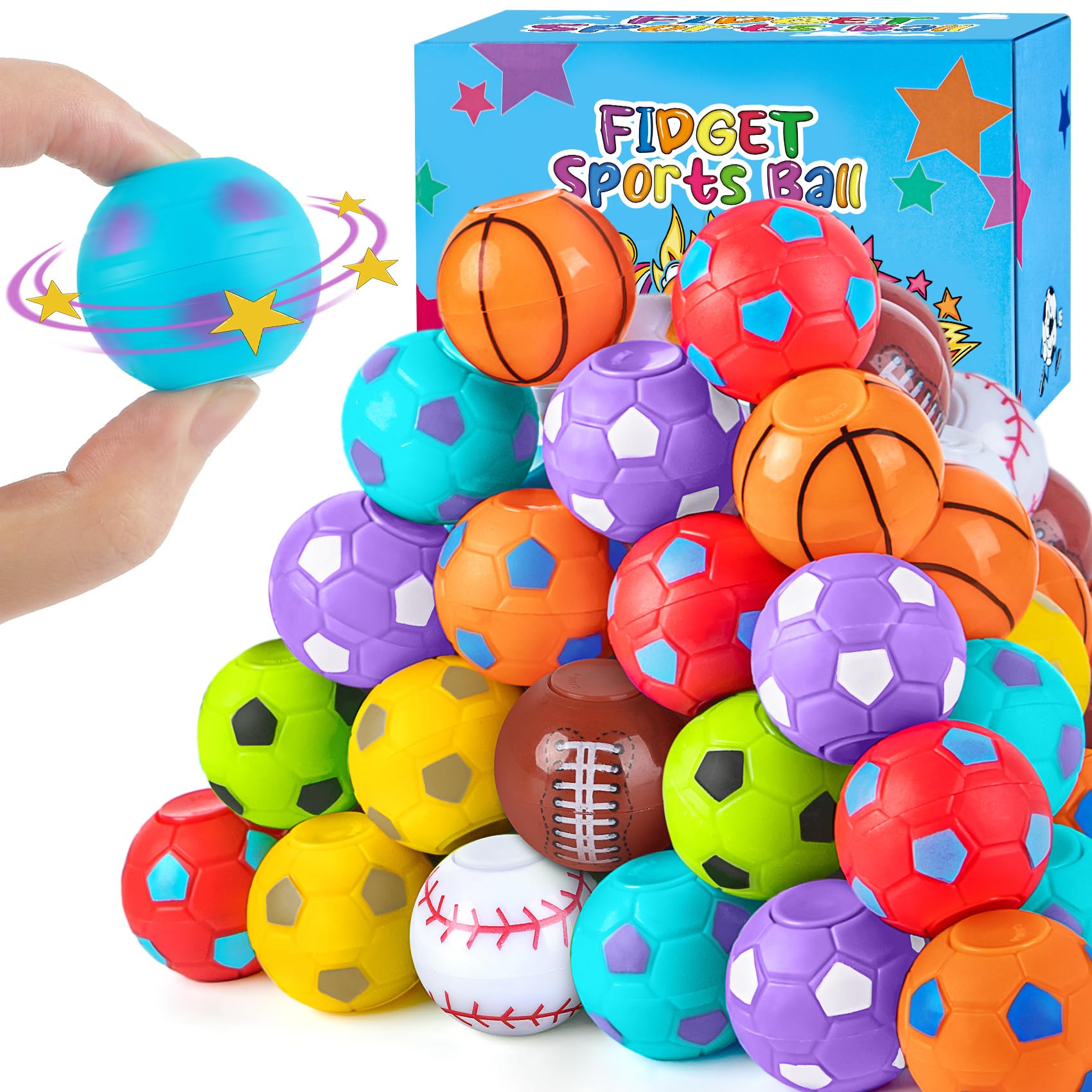 Eunvabir 36pcs Mini Soccer Ball Party Favors Fidget Spinners for Kids. Christmas Friendsgiving Toys for Boys Prizes Gifts Classroom Goodie Bags Pinata Stuffers