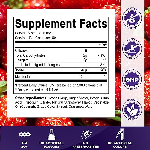 Miniatura 2 de Vitamatic Melatonina 10 mg por gomita  60 porciones  60 gomitas vegetarianas  Suplemento sin hábito